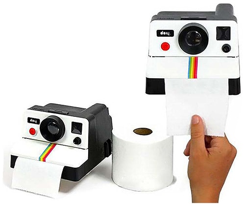 Dispenser porta carta igienica a forma di Polaroid Retrò