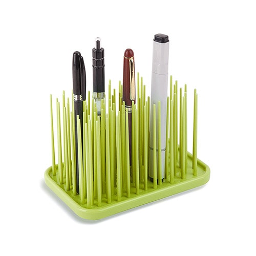 Organizzatore generico porta spazzolino e dentifricio o porta penne da ufficio, con design di erba verde