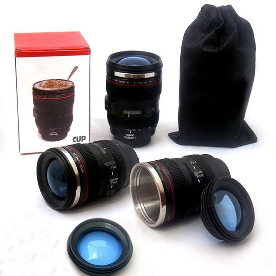 Tazza Cup a forma di obiettivo fotografico Canon